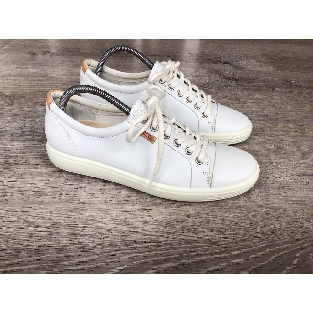 Ecco Soft 7 White Leather Comfort Lace Up Casual Sneakers Women's Size 10 Shoes